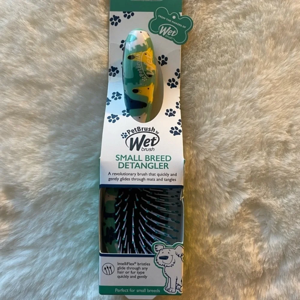 New Wet Brush Small Breed Detangler - Green and Yellow for pets 🎁🎄